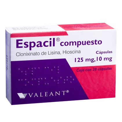 ESPACIL COMPUND HYOSICNE BUTYLBROMIDE-LYSINE CLONIXINATE 10/125MG 20CAPS