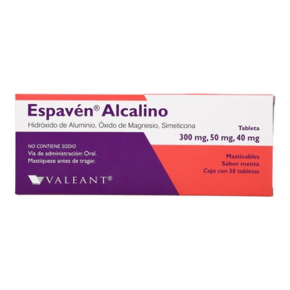 ESPAVEN ALKALINE ALUMINIUM HYDROXIDE-MAGNESIUM OXIDE-SIMETHICONE 300/50/40MG 50CHEWTABS