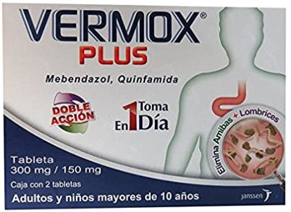 VERMOX PLUS MEBENDAZOLE-QUINFAMIDE 300/150MG 2TABS SINGLE DOSE